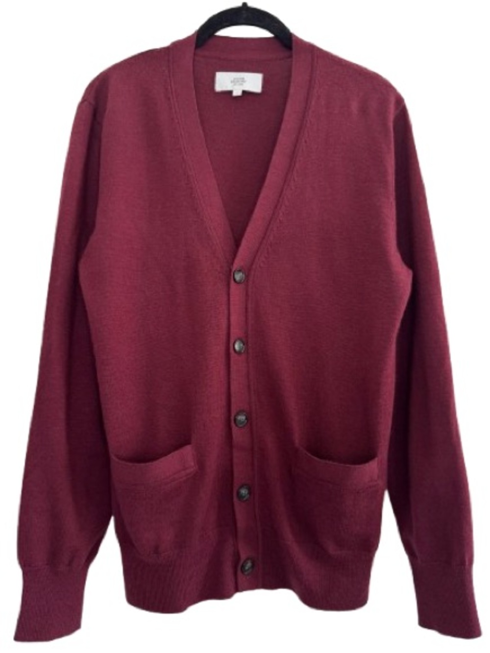 Jack Spade Bleecker Street Burgundy 100% Wool V-Neck Cardigan Sweater